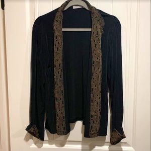 Chicos Travelers Black with Gold Trim Jacket Size 1